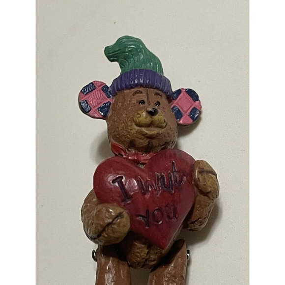 Vintage Resin Brooch Pin Teddy Bear I Love You - Moving Arms & Legs 3” - Picture 3 of 7